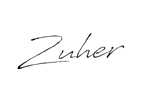 Make a beautiful signature design for name Zuher. With this signature (Antro_Vectra) style, you can create a handwritten signature for free. Zuher signature style 6 images and pictures png