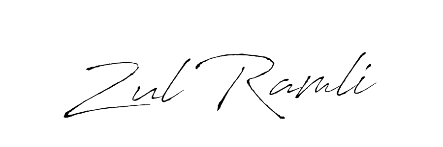 Design your own signature with our free online signature maker. With this signature software, you can create a handwritten (Antro_Vectra) signature for name Zul Ramli. Zul Ramli signature style 6 images and pictures png