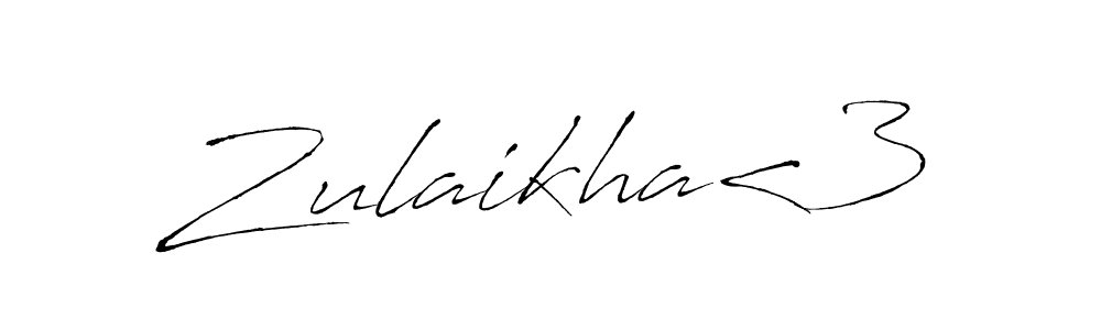 Make a beautiful signature design for name Zulaikha<3. With this signature (Antro_Vectra) style, you can create a handwritten signature for free. Zulaikha<3 signature style 6 images and pictures png