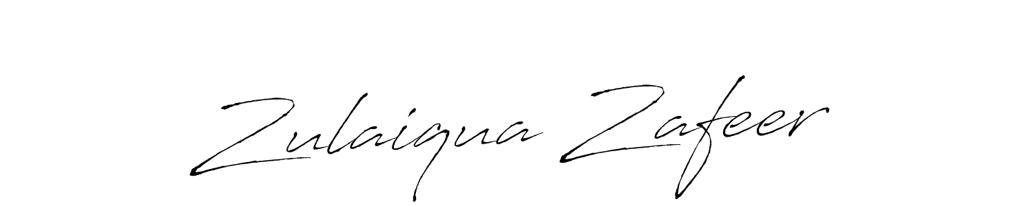 How to make Zulaiqua Zafeer name signature. Use Antro_Vectra style for creating short signs online. This is the latest handwritten sign. Zulaiqua Zafeer signature style 6 images and pictures png