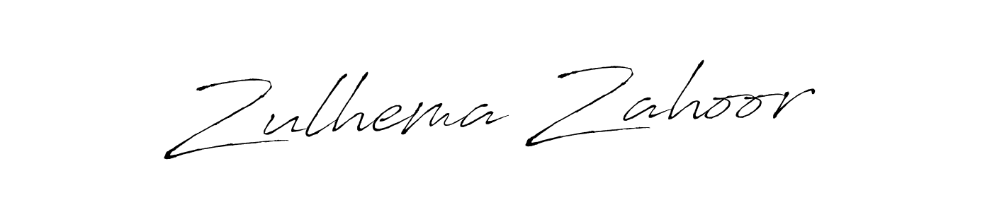 Design your own signature with our free online signature maker. With this signature software, you can create a handwritten (Antro_Vectra) signature for name Zulhema Zahoor. Zulhema Zahoor signature style 6 images and pictures png