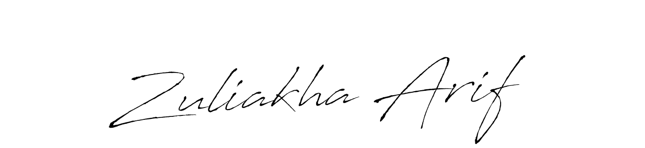 How to make Zuliakha Arif name signature. Use Antro_Vectra style for creating short signs online. This is the latest handwritten sign. Zuliakha Arif signature style 6 images and pictures png