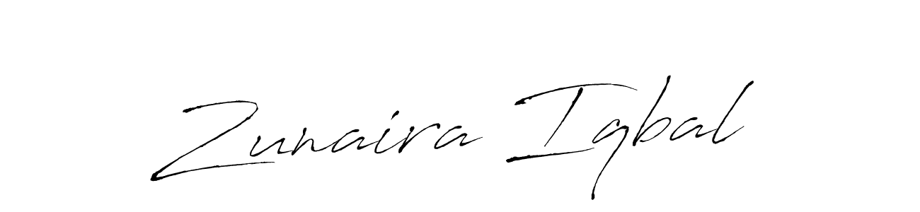 Make a beautiful signature design for name Zunaira Iqbal. With this signature (Antro_Vectra) style, you can create a handwritten signature for free. Zunaira Iqbal signature style 6 images and pictures png