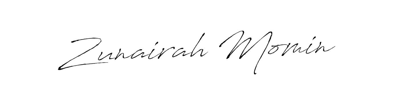 How to make Zunairah Momin name signature. Use Antro_Vectra style for creating short signs online. This is the latest handwritten sign. Zunairah Momin signature style 6 images and pictures png