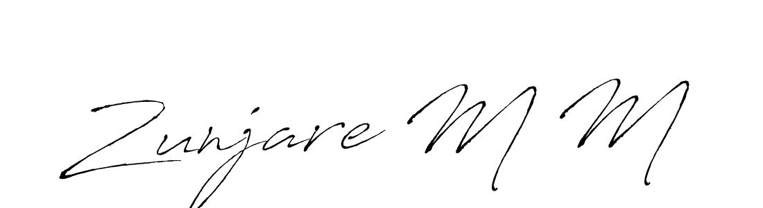 How to make Zunjare M M signature? Antro_Vectra is a professional autograph style. Create handwritten signature for Zunjare M M name. Zunjare M M signature style 6 images and pictures png