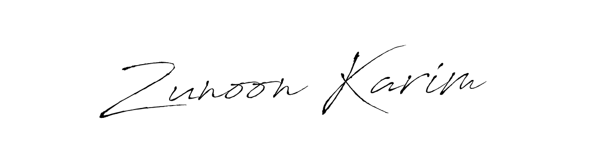 It looks lik you need a new signature style for name Zunoon Karim. Design unique handwritten (Antro_Vectra) signature with our free signature maker in just a few clicks. Zunoon Karim signature style 6 images and pictures png