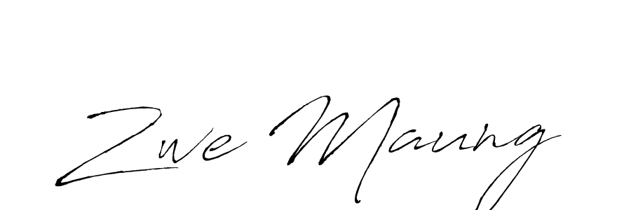 How to make Zwe Maung name signature. Use Antro_Vectra style for creating short signs online. This is the latest handwritten sign. Zwe Maung signature style 6 images and pictures png