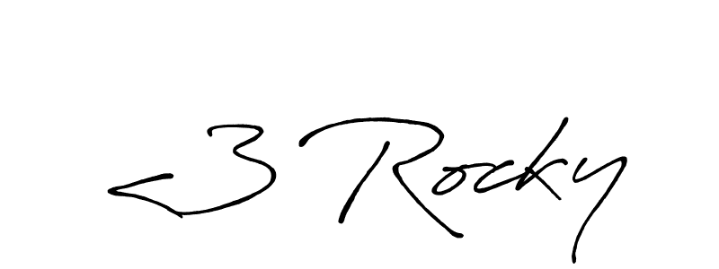 Create a beautiful signature design for name <3 Rocky. With this signature (Antro_Vectra_Bolder) fonts, you can make a handwritten signature for free. <3 Rocky signature style 7 images and pictures png