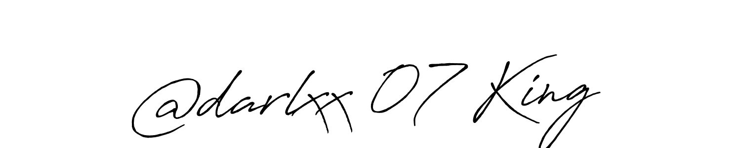 Make a beautiful signature design for name @darlxx 07 King. With this signature (Antro_Vectra_Bolder) style, you can create a handwritten signature for free. @darlxx 07 King signature style 7 images and pictures png