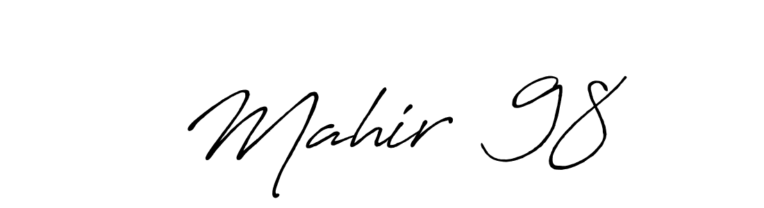 Make a beautiful signature design for name   Mahir  98. With this signature (Antro_Vectra_Bolder) style, you can create a handwritten signature for free.   Mahir  98 signature style 7 images and pictures png