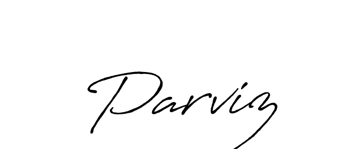 How to make  Parviz name signature. Use Antro_Vectra_Bolder style for creating short signs online. This is the latest handwritten sign.  Parviz signature style 7 images and pictures png