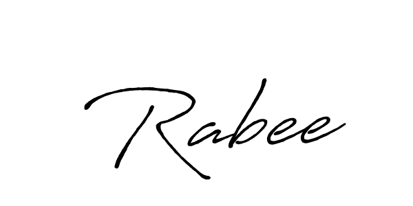The best way (Antro_Vectra_Bolder) to make a short signature is to pick only two or three words in your name. The name  Rabee include a total of six letters. For converting this name.  Rabee signature style 7 images and pictures png