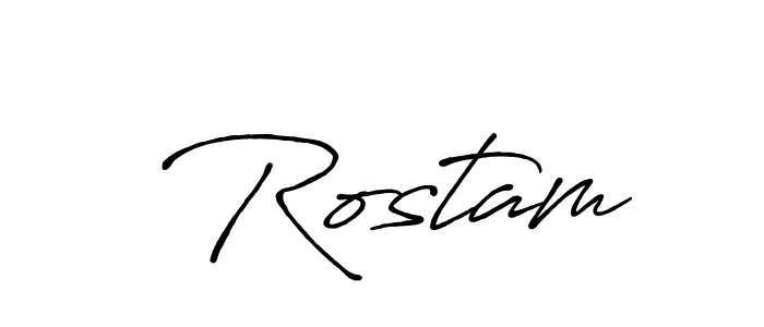 Design your own signature with our free online signature maker. With this signature software, you can create a handwritten (Antro_Vectra_Bolder) signature for name  Rostam.  Rostam signature style 7 images and pictures png