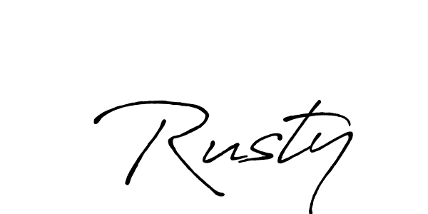 Make a beautiful signature design for name  Rusty. With this signature (Antro_Vectra_Bolder) style, you can create a handwritten signature for free.  Rusty signature style 7 images and pictures png