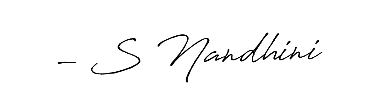 Create a beautiful signature design for name - S Nandhini. With this signature (Antro_Vectra_Bolder) fonts, you can make a handwritten signature for free. - S Nandhini signature style 7 images and pictures png