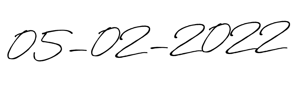 The best way (Antro_Vectra_Bolder) to make a short signature is to pick only two or three words in your name. The name 05-02-2022 include a total of six letters. For converting this name. 05-02-2022 signature style 7 images and pictures png