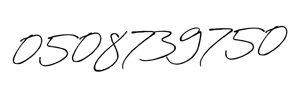 Make a beautiful signature design for name 0508739750. With this signature (Antro_Vectra_Bolder) style, you can create a handwritten signature for free. 0508739750 signature style 7 images and pictures png