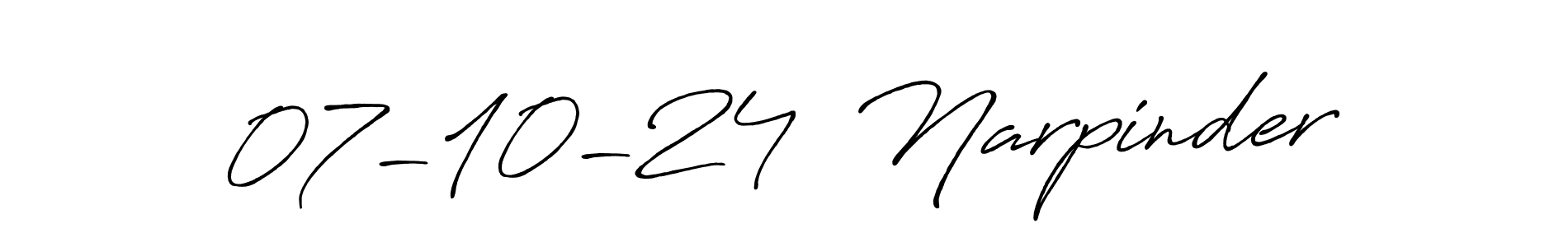 How to make 07-10-24  Narpinder name signature. Use Antro_Vectra_Bolder style for creating short signs online. This is the latest handwritten sign. 07-10-24  Narpinder signature style 7 images and pictures png