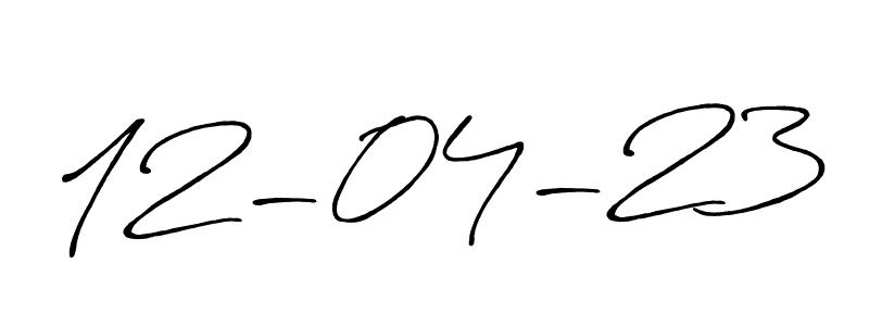 The best way (Antro_Vectra_Bolder) to make a short signature is to pick only two or three words in your name. The name 12-04-23 include a total of six letters. For converting this name. 12-04-23 signature style 7 images and pictures png