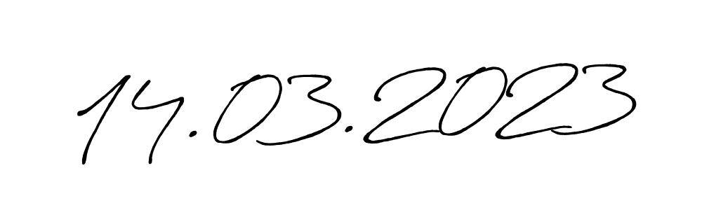 How to make 14.03.2023 name signature. Use Antro_Vectra_Bolder style for creating short signs online. This is the latest handwritten sign. 14.03.2023 signature style 7 images and pictures png