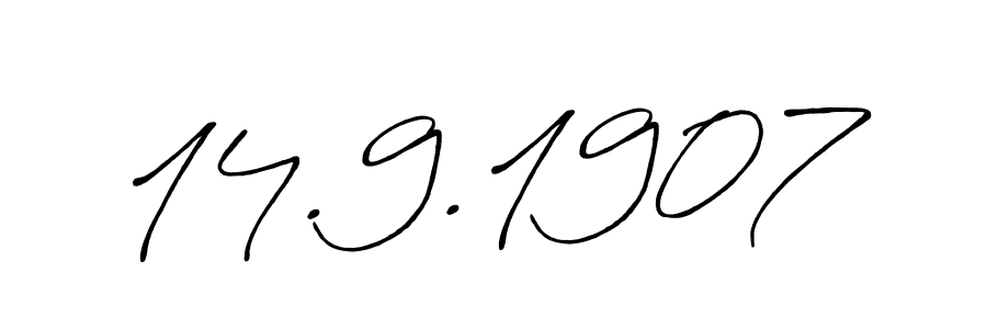 Also we have 14.9.1907 name is the best signature style. Create professional handwritten signature collection using Antro_Vectra_Bolder autograph style. 14.9.1907 signature style 7 images and pictures png