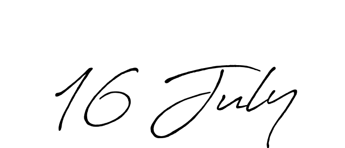 The best way (Antro_Vectra_Bolder) to make a short signature is to pick only two or three words in your name. The name 16 July include a total of six letters. For converting this name. 16 July signature style 7 images and pictures png