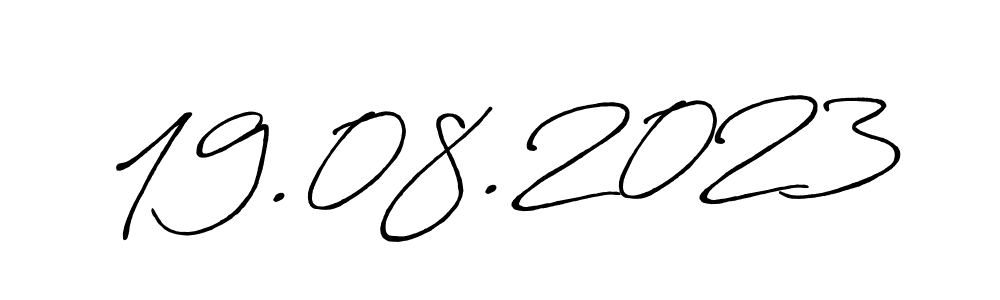 Make a beautiful signature design for name 19.08.2023. With this signature (Antro_Vectra_Bolder) style, you can create a handwritten signature for free. 19.08.2023 signature style 7 images and pictures png