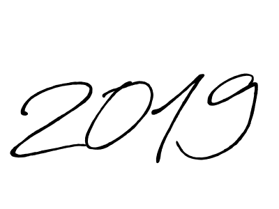 How to make 2019 signature? Antro_Vectra_Bolder is a professional autograph style. Create handwritten signature for 2019 name. 2019 signature style 7 images and pictures png