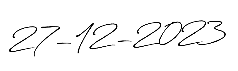 The best way (Antro_Vectra_Bolder) to make a short signature is to pick only two or three words in your name. The name 27-12-2023 include a total of six letters. For converting this name. 27-12-2023 signature style 7 images and pictures png