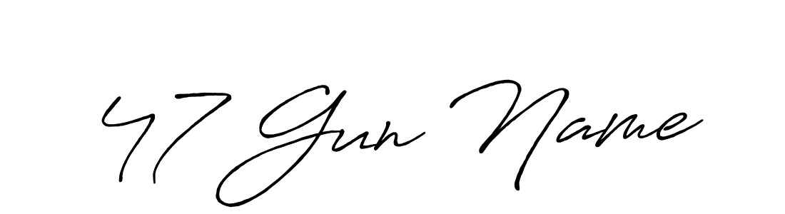 Use a signature maker to create a handwritten signature online. With this signature software, you can design (Antro_Vectra_Bolder) your own signature for name 47 Gun Name. 47 Gun Name signature style 7 images and pictures png