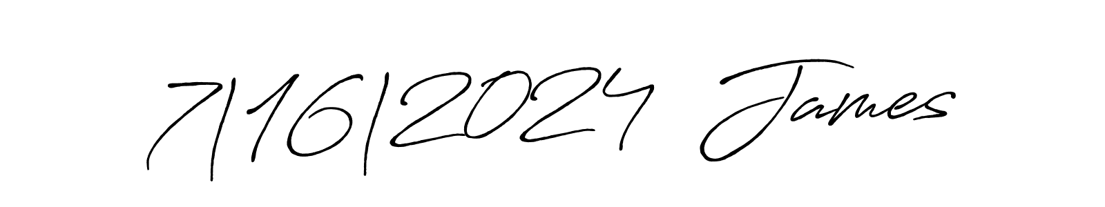 Use a signature maker to create a handwritten signature online. With this signature software, you can design (Antro_Vectra_Bolder) your own signature for name 7|16|2024  James. 7|16|2024  James signature style 7 images and pictures png
