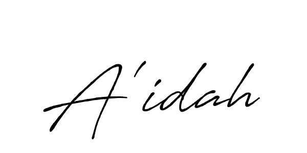 How to make A'idah name signature. Use Antro_Vectra_Bolder style for creating short signs online. This is the latest handwritten sign. A'idah signature style 7 images and pictures png