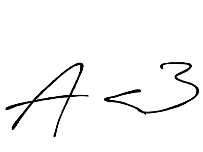 Also You can easily find your signature by using the search form. We will create A <3 name handwritten signature images for you free of cost using Antro_Vectra_Bolder sign style. A <3 signature style 7 images and pictures png