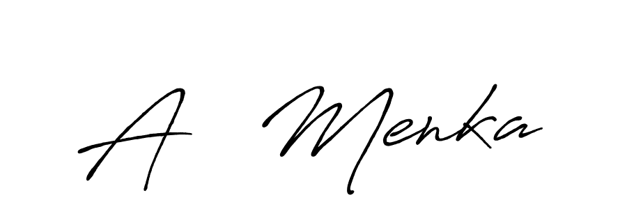 How to make A   Menka name signature. Use Antro_Vectra_Bolder style for creating short signs online. This is the latest handwritten sign. A   Menka signature style 7 images and pictures png