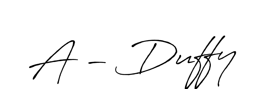 How to make A - Duffy name signature. Use Antro_Vectra_Bolder style for creating short signs online. This is the latest handwritten sign. A - Duffy signature style 7 images and pictures png