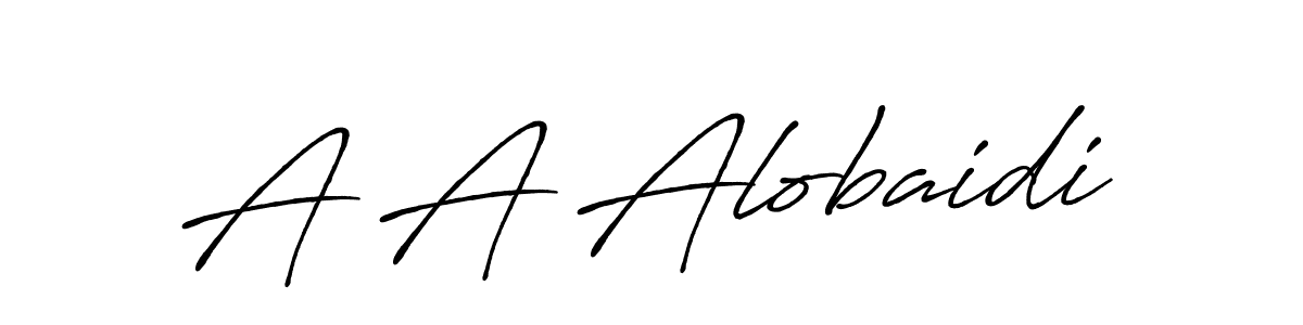 How to make A A Alobaidi name signature. Use Antro_Vectra_Bolder style for creating short signs online. This is the latest handwritten sign. A A Alobaidi signature style 7 images and pictures png