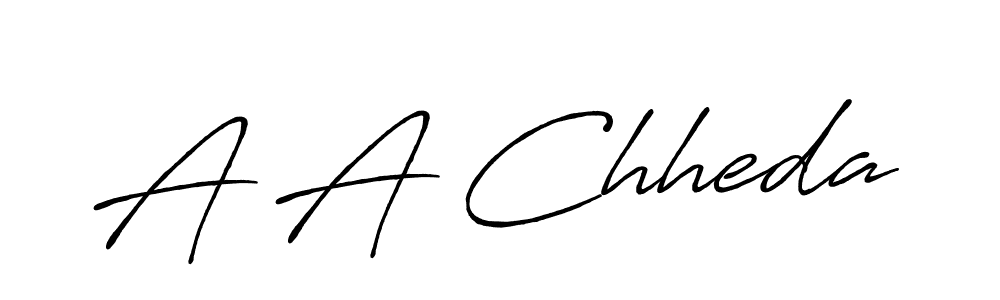 How to make A A Chheda name signature. Use Antro_Vectra_Bolder style for creating short signs online. This is the latest handwritten sign. A A Chheda signature style 7 images and pictures png