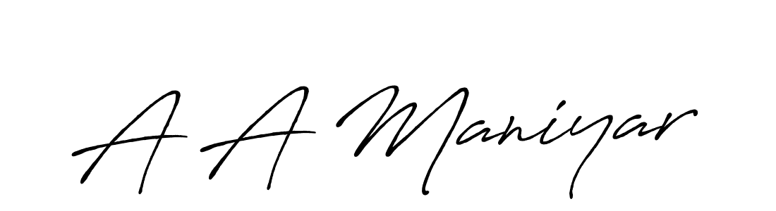 Antro_Vectra_Bolder is a professional signature style that is perfect for those who want to add a touch of class to their signature. It is also a great choice for those who want to make their signature more unique. Get A A Maniyar name to fancy signature for free. A A Maniyar signature style 7 images and pictures png