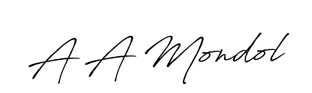 Also we have A A Mondol name is the best signature style. Create professional handwritten signature collection using Antro_Vectra_Bolder autograph style. A A Mondol signature style 7 images and pictures png