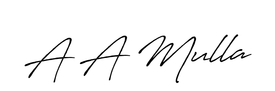 The best way (Antro_Vectra_Bolder) to make a short signature is to pick only two or three words in your name. The name A A Mulla include a total of six letters. For converting this name. A A Mulla signature style 7 images and pictures png