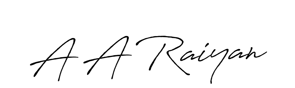 The best way (Antro_Vectra_Bolder) to make a short signature is to pick only two or three words in your name. The name A A Raiyan include a total of six letters. For converting this name. A A Raiyan signature style 7 images and pictures png