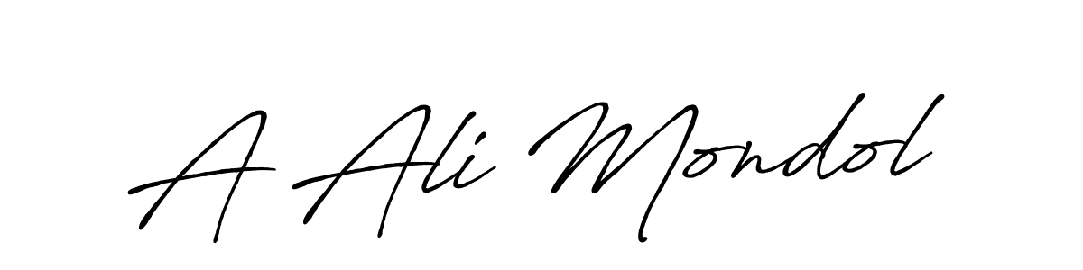 Create a beautiful signature design for name A Ali Mondol. With this signature (Antro_Vectra_Bolder) fonts, you can make a handwritten signature for free. A Ali Mondol signature style 7 images and pictures png