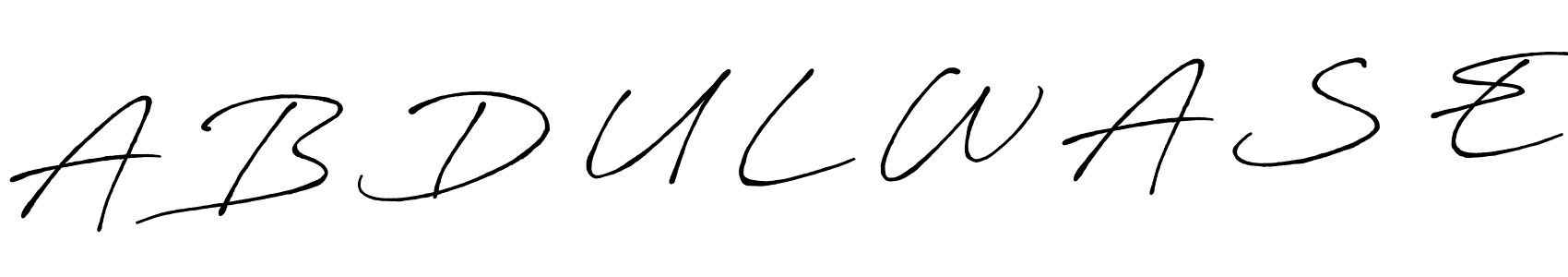 How to make A B D U L W A S E name signature. Use Antro_Vectra_Bolder style for creating short signs online. This is the latest handwritten sign. A B D U L W A S E signature style 7 images and pictures png