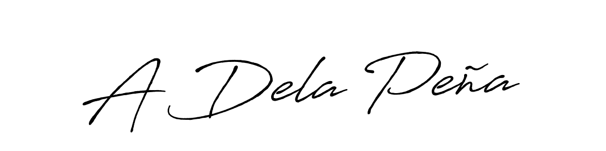 Design your own signature with our free online signature maker. With this signature software, you can create a handwritten (Antro_Vectra_Bolder) signature for name A Dela Peña. A Dela Peña signature style 7 images and pictures png