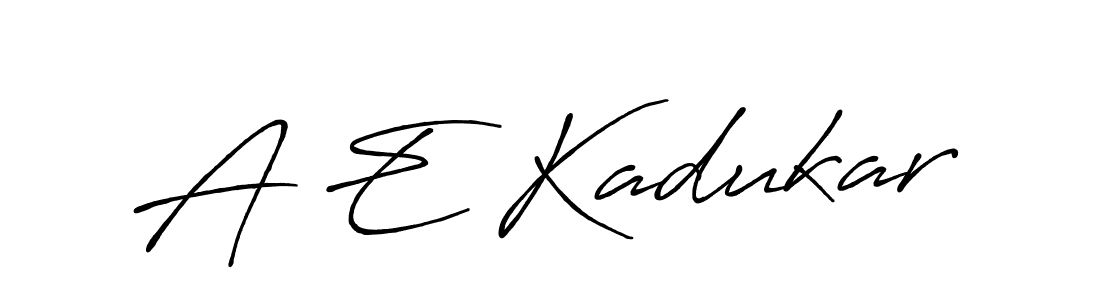 Use a signature maker to create a handwritten signature online. With this signature software, you can design (Antro_Vectra_Bolder) your own signature for name A E Kadukar. A E Kadukar signature style 7 images and pictures png
