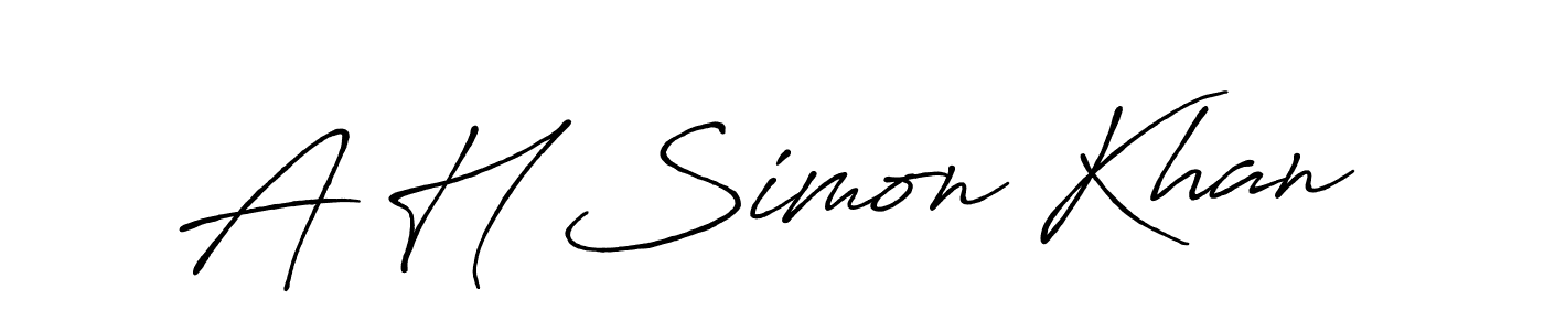 Antro_Vectra_Bolder is a professional signature style that is perfect for those who want to add a touch of class to their signature. It is also a great choice for those who want to make their signature more unique. Get A H Simon Khan name to fancy signature for free. A H Simon Khan signature style 7 images and pictures png