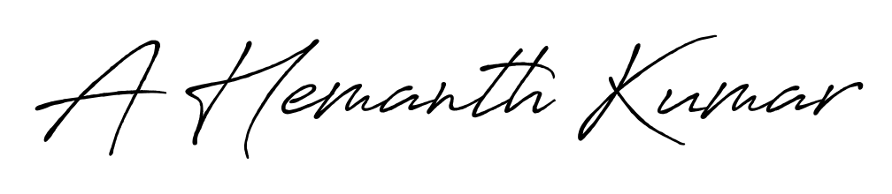 A dynamic signature style for A Hemanth Kumar using Antro_Vectra_Bolder script. Designed to look authentic, handwritten, and professional. A Hemanth Kumar signature style 7 images and pictures png