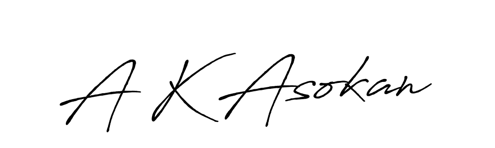 The best way (Antro_Vectra_Bolder) to make a short signature is to pick only two or three words in your name. The name A K Asokan include a total of six letters. For converting this name. A K Asokan signature style 7 images and pictures png