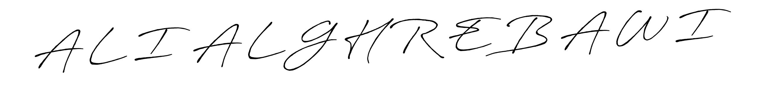 Similarly Antro_Vectra_Bolder is the best handwritten signature design. Signature creator online .You can use it as an online autograph creator for name A L I  A L G H R E B A W I. A L I  A L G H R E B A W I signature style 7 images and pictures png