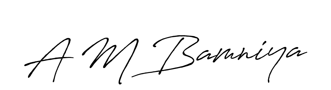 Antro_Vectra_Bolder is a professional signature style that is perfect for those who want to add a touch of class to their signature. It is also a great choice for those who want to make their signature more unique. Get A M Bamniya name to fancy signature for free. A M Bamniya signature style 7 images and pictures png